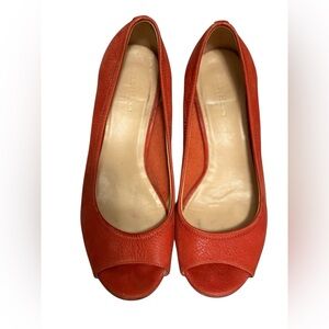 Cole Haan Woman’s Cork Wedge Nubuck Peep Toe NikeAir